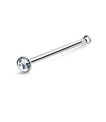 2mm Round Rhinestone Silver Bone Nose Stud NSKD-12